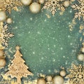 Christmas Tree and Gold Bauble Decorative Background Border Royalty Free Stock Photo