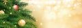 Christmas tree with gold blur bokeh lights background. Vector il