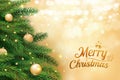 Christmas tree with gold blur bokeh lights background. Vector il Royalty Free Stock Photo