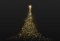 Christmas tree gold bokeh glitter particles isolate on png or transparent  background with sparkling  snow, star light  fo , New Royalty Free Stock Photo