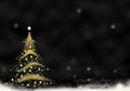 Christmas tree gold formed from stars background black text snow christmas background illustration Royalty Free Stock Photo