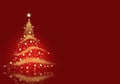 Christmas tree gold formed from stars background red christmas background illustration Royalty Free Stock Photo