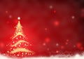 Christmas tree gold formed from stars background red snow christmas background illustration Royalty Free Stock Photo