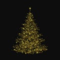 Christmas tree. Gold glitter light effect. Vector illustration Royalty Free Stock Photo