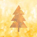 Christmas tree on gold polygon
