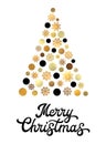 Christmas tree with golden circles and snowflakes. Royalty Free Stock Photo