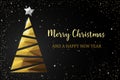 Christmas tree golden polygon card vector