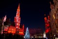 Christmas tree in Grand Place, Brussels Royalty Free Stock Photo
