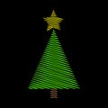 Christmas tree green scribble with star design isolated on black