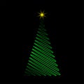 Christmas tree green scribble with star design isolated on black