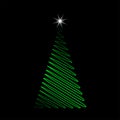 Christmas tree green scribble with star design isolated
