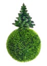 Christmas tree on green sphere Royalty Free Stock Photo