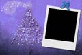 Christmas tree greeting card with instant frame Royalty Free Stock Photo