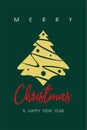 Christmas tree greeting card with Merry Christmas wishes Royalty Free Stock Photo