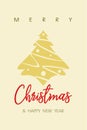 Christmas tree greeting card with Merry Christmas wishes Royalty Free Stock Photo