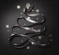 Christmas tree of grey ribbons Royalty Free Stock Photo