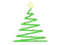 Christmas tree, hand-drawn clip art symbol of New Year