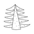 Christmas tree. Hand drawn doodle style. Vector illustration isolated on white. Coloring page. Royalty Free Stock Photo