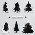 Hand sketch Christmas tree. Stickers. Vector illustration Royalty Free Stock Photo
