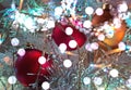 Christmas tree holiday white red  gold silver red green balls trees ball light decoration lights colorful New Year blurred lights Royalty Free Stock Photo