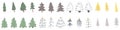 Christmas tree icon. Big set of cute fir tree icons. Holiday hand drawn decoration Royalty Free Stock Photo