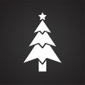 Christmas tree icon on black background for graphic and web design, Modern simple vector sign. Internet concept. Trendy symbol for Royalty Free Stock Photo