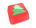 Christmas tree icon in green on red computer key Royalty Free Stock Photo