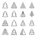 Christmas tree icon illustration vector set. Contains such icons as Xmas,  celebration, Coniferous forest, Spruce winter tree, Fir Royalty Free Stock Photo