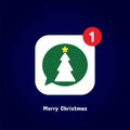 Christmas tree icon with notification in flat design