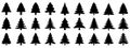 Christmas tree icon. Set of black christmas tree icons. Vector holiday icons Royalty Free Stock Photo