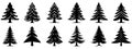 Christmas tree icon. Set of black christmas tree icons. Vector holiday icons Royalty Free Stock Photo