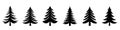 Christmas tree icon. Set of black christmas tree icons. Vector holiday icons Royalty Free Stock Photo