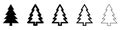 Christmas tree icon. Set of black outline christmas tree icons Royalty Free Stock Photo