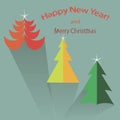 Christmas tree icon set in flat design style, vector illustration Royalty Free Stock Photo