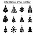 Christmas tree icon set in flat style