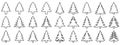 Christmas tree icon. Set of outline christmas tree icons. Vector holiday icons Royalty Free Stock Photo