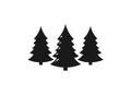 Christmas tree icon, Christmas sign symbol vector. Pine tree icon vector illustration. Three conifer pine trees in a Royalty Free Stock Photo