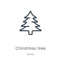 Christmas tree icon. Thin linear christmas tree outline icon isolated on white background from winter collection. Line vector sign Royalty Free Stock Photo