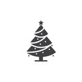 Christmas tree icon vector, decorated conifer filled flat sign, Royalty Free Stock Photo