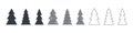 Christmas tree icons. Elements for Christmas design. Christmas trees in different styles. Vector illustration Royalty Free Stock Photo