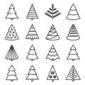 Christmas Tree Icons Set on White Background. Vector Royalty Free Stock Photo