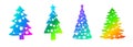 Christmas tree illustration. Vibrant gradient background color.