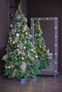 Christmas tree in an interior photo studio Royalty Free Stock Photo