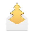 Christmas tree invitation message festive spruce mail envelope 3d icon realistic vector illustration Royalty Free Stock Photo