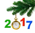 Christmas tree and 2017 Royalty Free Stock Photo