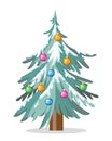 Christmas Tree Isolated on White. Cartoon Fir Royalty Free Stock Photo