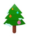 Christmas Tree Isolated on White. Cartoon Fir Royalty Free Stock Photo