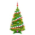 Christmas tree with Italian Xmas pennant flags, 3D rendering