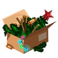 Christmas tree kept in box after holiday. Vector Royalty Free Stock Photo