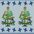 Christmas tree on knitting seamless pattern